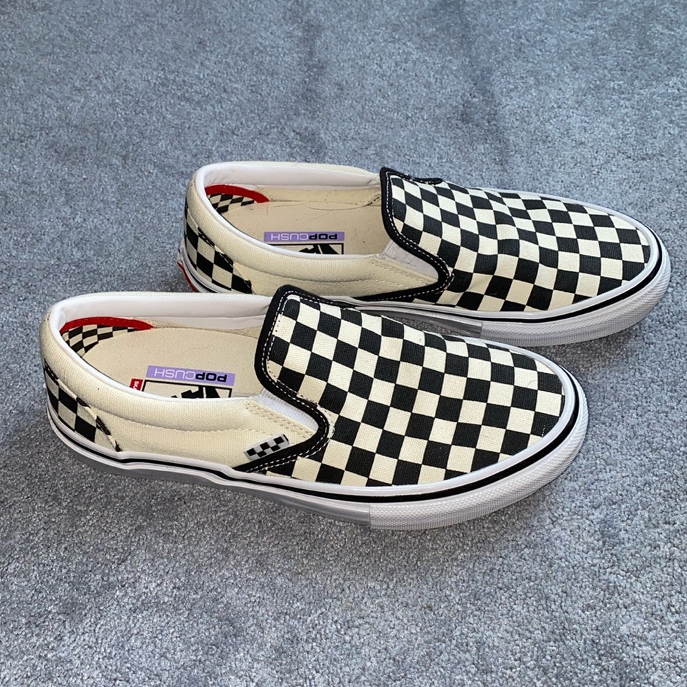 NWOT checkerboards slip-on vans